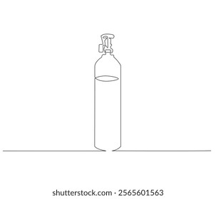 One continuous line drawing of oxygen cylinder . Single line of oxygen cylinder vector illustration

