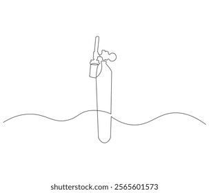 One continuous line drawing of oxygen cylinder . Single line of oxygen cylinder vector illustration

