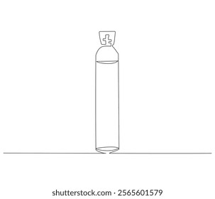 One continuous line drawing of oxygen cylinder . Single line of oxygen cylinder vector illustration

