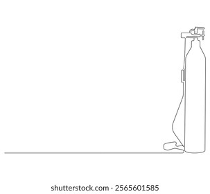 One continuous line drawing of oxygen cylinder . Single line of oxygen cylinder vector illustration

