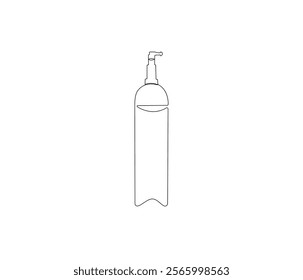 One continuous line drawing of oxygen cylinder . Single line of oxygen cylinder vector illustration

