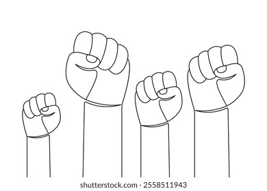 One continuous line drawing of palm of hand and human arm in isolate outline simple vector icon