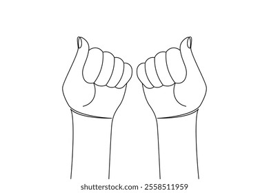 One continuous line drawing of palm of hand and human arm in isolate outline simple vector icon
