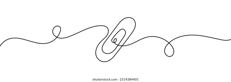 Um desenho de linha contínua de um clipe de papel. Ilustração vetorial.