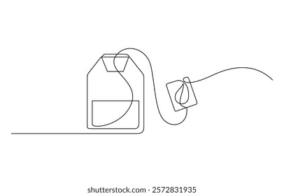 One continuous line drawing of paper tea bag, Discount tag icon line continuous drawing vector. One line price tag icon vector background.