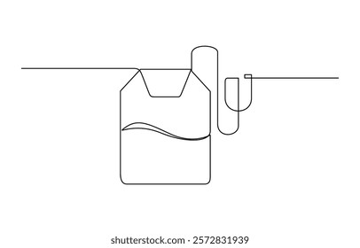 One continuous line drawing of paper tea bag, Discount tag icon line continuous drawing vector. One line price tag icon vector background.