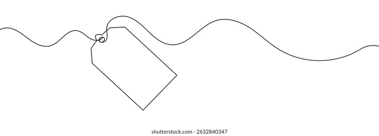 One continuous line drawing of paper tea bag, continuous line drawing of paper tea bag, Discount tag icon line continuous drawing vector. One line price tag icon vector background