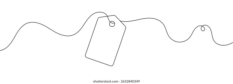 One continuous line drawing of paper tea bag, continuous line drawing of paper tea bag, Discount tag icon line continuous drawing vector. One line price tag icon vector background