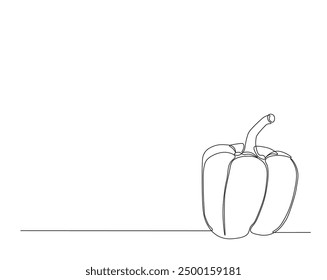 One continuous line drawing paprika vegetable. Paprika single line illustration.