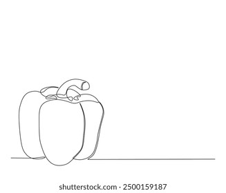 Una línea continua dibujando pimentón vegetal. Paprika ilustración de una sola línea.