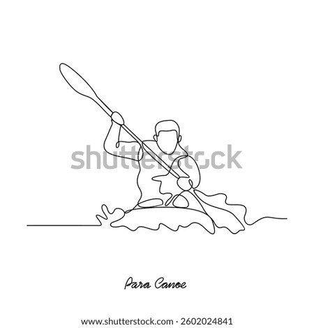 One continuous line drawing of Para Canoe sport vector illustration. Para Canoe sport design in simple linear continuous style vector concept. Sports themes for your asset education design purpose.