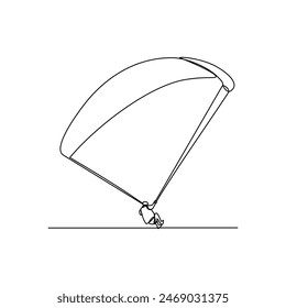 One continuous line drawing of paragliding sport vector illustration. Paragliding, an exhilarating dance with the wind and sky. Paragliding is both art and adventure. Sports design in simple linear.