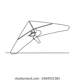 One continuous line drawing of paragliding sport vector illustration. Paragliding, an exhilarating dance with the wind and sky. Paragliding is both art and adventure. Sports design in simple linear.