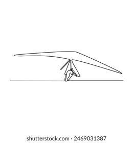 One continuous line drawing of paragliding sport vector illustration. Paragliding, an exhilarating dance with the wind and sky. Paragliding is both art and adventure. Sports design in simple linear.