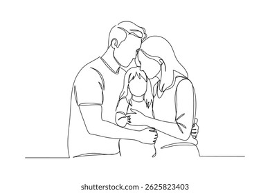One continuous line drawing of  Parent Holding Child's Hand – Line Art Illustration