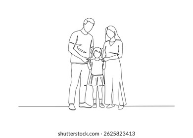 One continuous line drawing of  Parent Holding Child's Hand – Line Art Illustration
