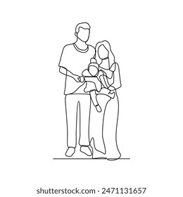 One continuous line drawing of parents playing with their children vector illustration. Family activities bring joy, strengthen bonds, and create cherished design in simple linear continuous vector.