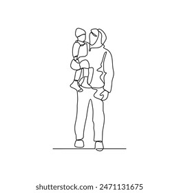 One continuous line drawing of parents playing with their children vector illustration. Family activities bring joy, strengthen bonds, and create cherished design in simple linear continuous vector.