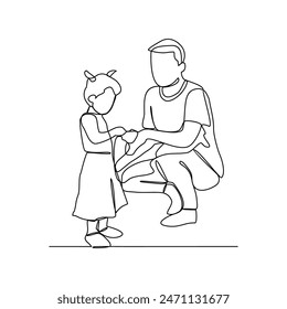 One continuous line drawing of parents playing with their children vector illustration. Family activities bring joy, strengthen bonds, and create cherished design in simple linear continuous vector.