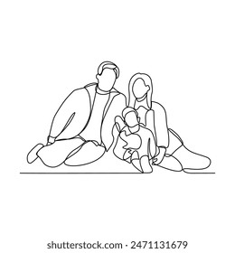 One continuous line drawing of parents playing with their children vector illustration. Family activities bring joy, strengthen bonds, and create cherished design in simple linear continuous vector.