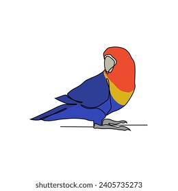 One continuous line drawing of Parrot vector illustration. DUnravel the secrets of their remarkable vocal abilities, from imitating human speech and animal sounds to creating their own melody and call