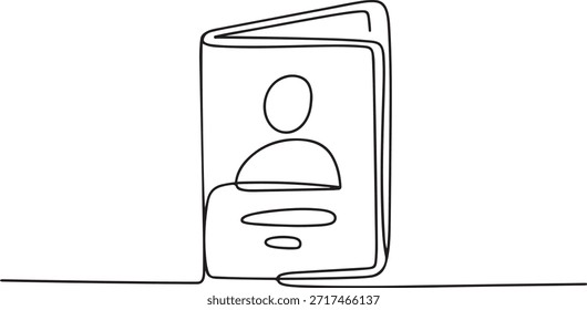 Un Dibujo de Línea Continua del Icono del Pasaporte. Ilustración vectorial de una sola línea, dibujo de iconos de arte de una línea
