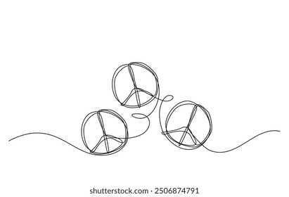One continuous line drawing peace symbol. Peace symbol in single line illustration.