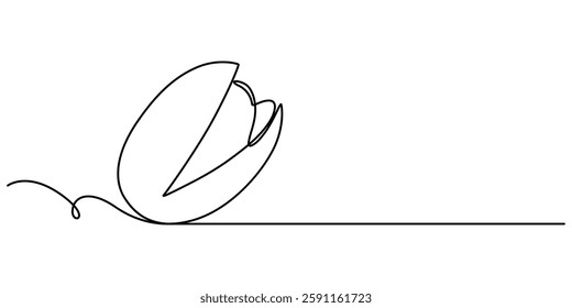 One Continuous Line Drawing of Peanut Icon. Single Line Vector Illustration, Tasty Pistachio Drawing, Organic pistachios in the sun, Healthy food and snack background, pistachio continuous one line.