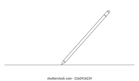 One continuous line drawing of pen writing thin stroke. Pencil symbol of study and education concept in simple linear style. Doodle vector illustration
