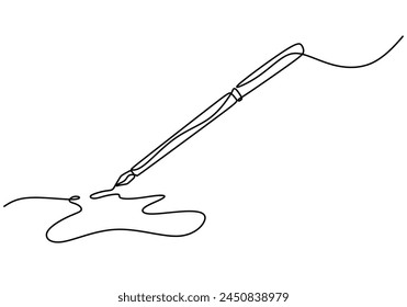 One continuous line drawing of pen writing