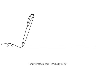 One continuous line drawing of pen Pencil symbol of study and education concept in simple linear style,