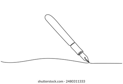 One continuous line drawing of pen Pencil symbol of study and education concept in simple linear style,