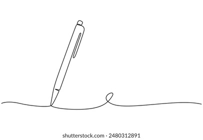 One continuous line drawing of pen Pencil symbol of study and education concept in simple linear style,