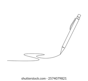 One continuous line drawing of pen. Pencil symbol of education. Concept vector art for university or college. Editable stroke. Doodle line illustration