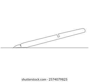 One continuous line drawing of pen. Pencil symbol of education. Concept vector art for university or college. Editable stroke. Doodle line illustration