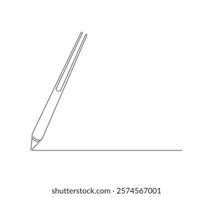 One continuous line drawing of pen. Pencil symbol of education. Concept vector art for university or college. Editable stroke. Doodle line illustration