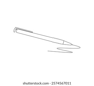 One continuous line drawing of pen. Pencil symbol of education. Concept vector art for university or college. Editable stroke. Doodle line illustration
