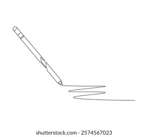 One continuous line drawing of pen. Pencil symbol of education. Concept vector art for university or college. Editable stroke. Doodle line illustration