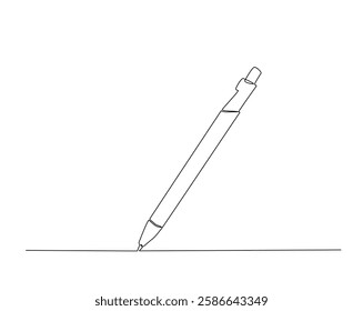 One continuous line drawing of pen pencil vector illustration. Ballpoint for study and education concept in monoline design. Technology concept.
