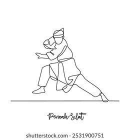 One continuous line drawing of Pencak Silat sports vector illustration. Traditional sport design in simple linear continuous style vector concept. Sport theme design for your asset design illustration