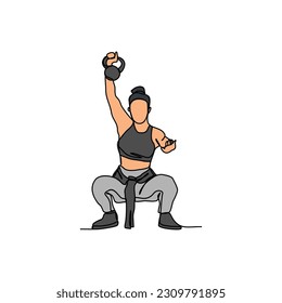One continuous line drawing of a people with gymnastic activity. Gymnastic concept illustration in simple linear style. Fitness design concept vector illustration