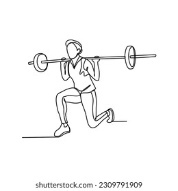 Un dibujo continuo de una persona con actividad gimnástica. Ilustración de concepto gimnástico en estilo lineal simple. Ilustración vectorial del concepto de diseño de fitness