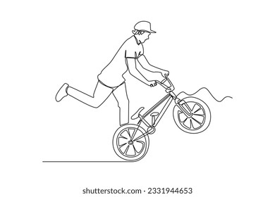 One continuous line drawing of people performing outdoor activities. Sports concept. Doodle vector illustration in simple linear style. 