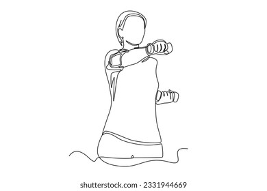 One continuous line drawing of people performing outdoor activities. Sports concept. Doodle vector illustration in simple linear style. 