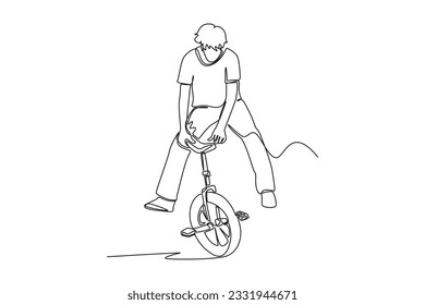 Eine durchgehende Zeichnung von Menschen, die Outdoor-Aktivitäten durchführen. Sportkonzept. Doodle Vektorgrafik im einfachen linearen Stil. 