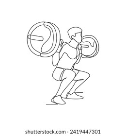 One continuous line drawing of a people doing gym or fitness activity at the fitness center vector illustration. gym and fitness  illustration in simple linear style vector concept continuous line