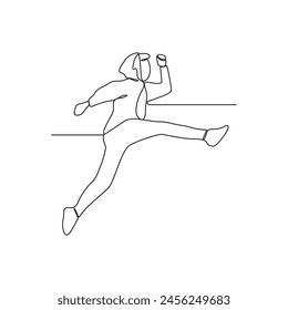 One continuous line drawing of people in jumping sport championship vector illustration. Athletics sport design illustration simple linear style vector concept.  Suitable for your asset vector design.