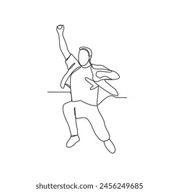 One continuous line drawing of people in jumping sport championship vector illustration. Athletics sport design illustration simple linear style vector concept.  Suitable for your asset vector design.