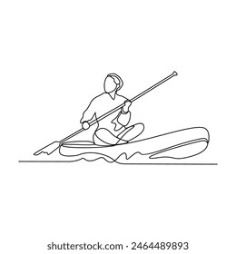 One continuous line drawing of people play rowing vector illustration. Rowing design in simple linear continuous style vector concept. Sports themes design for your asset vector design illustration.