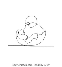 One continuous line drawing of people with chick with their young vector illustration. Animal themes design in simple linear style vector concept. Animal design for educational presentation purpose.